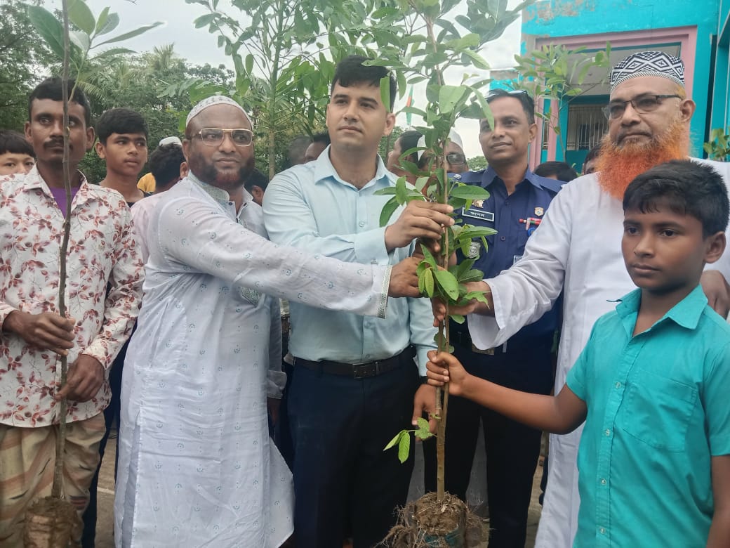 কুয়াকাটায় বিশ্ব পরিবেশ দিবসে ফলজ ও বনজ চারা বিতরন