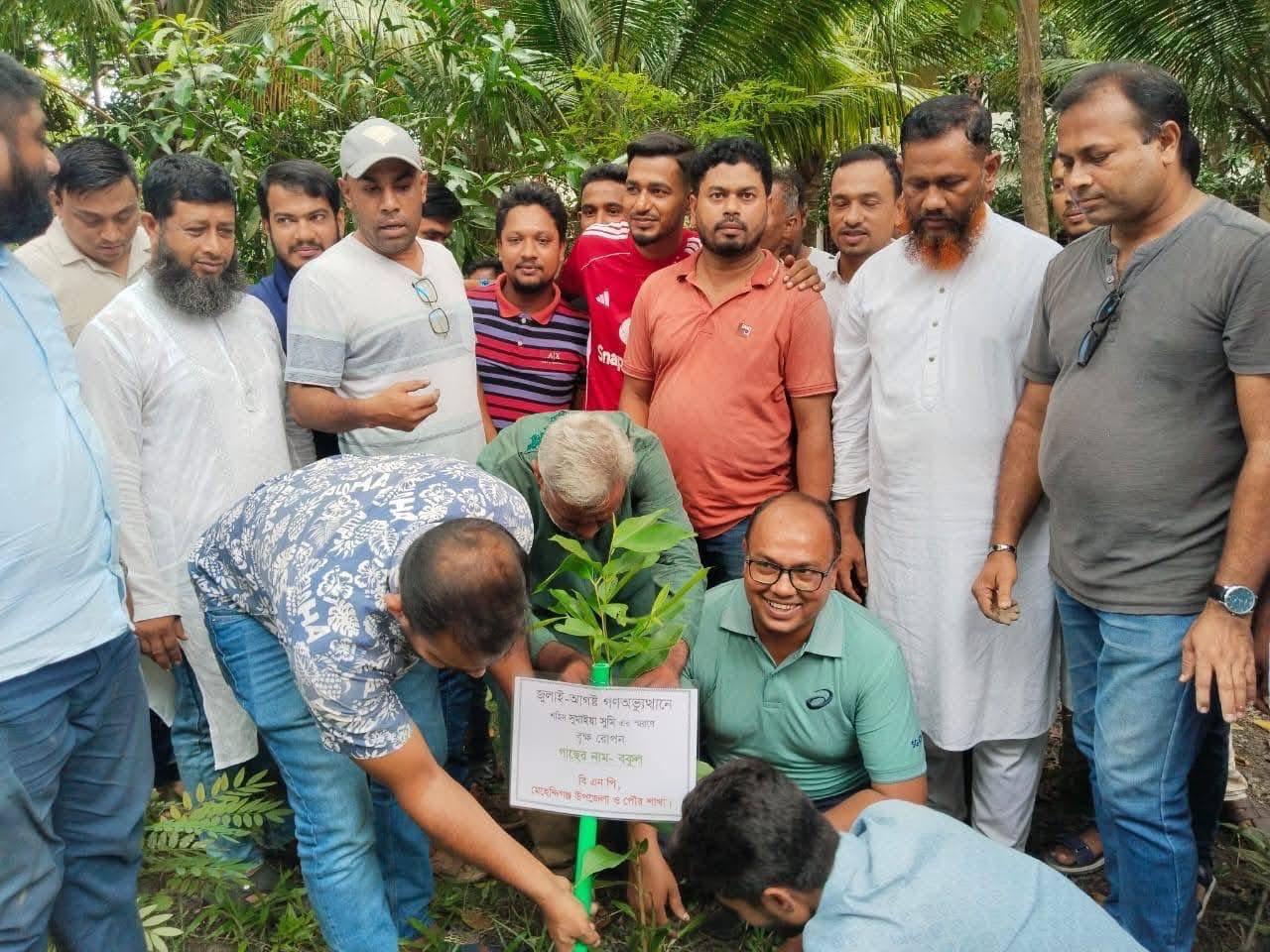শহীদদের স্বরণে মেহেন্দিগঞ্জ বিএনপির বৃক্ষ রোপণ
